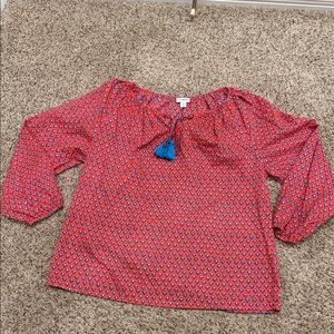 J Crew Red Patterned Women's Top